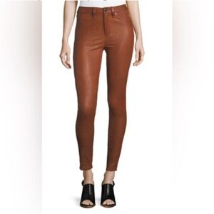 Veronica Beard Kate skinny genuine leather pants in cognac 24